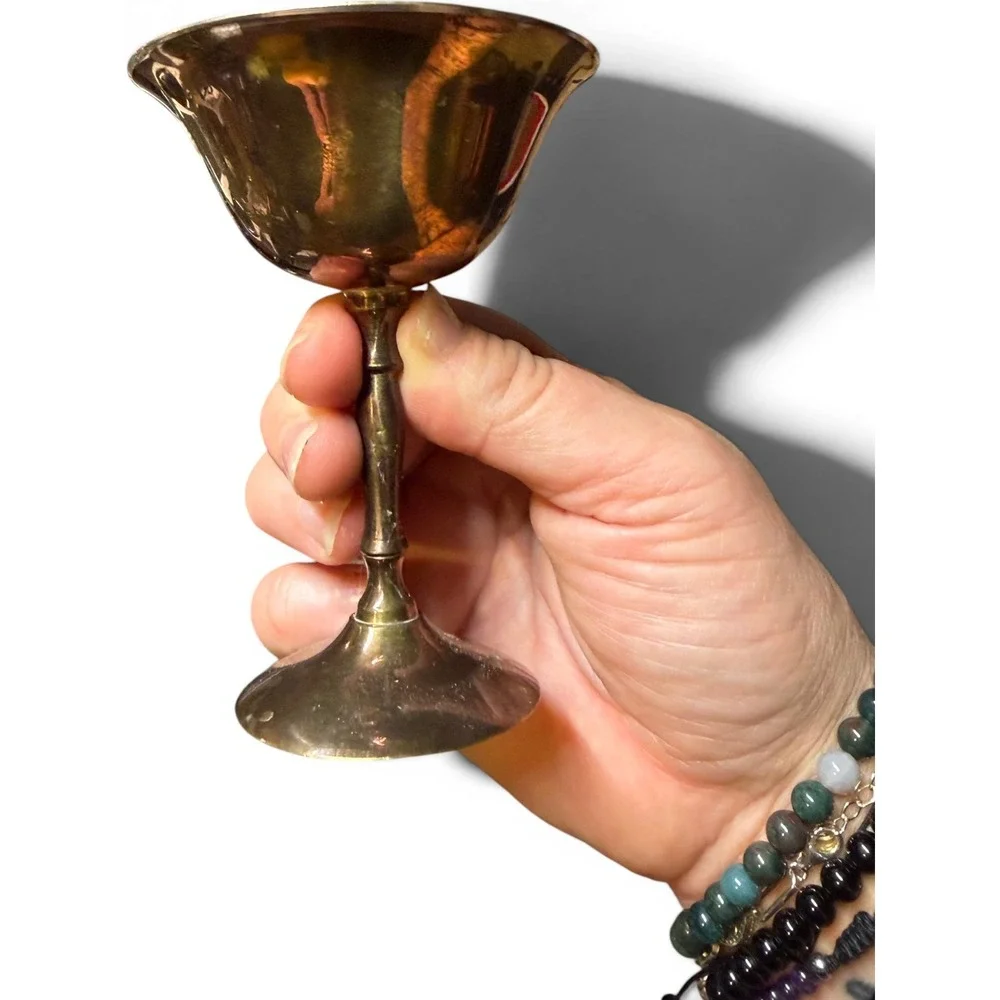 Vintage Solid Brass Chalices | Set of 3 | Mid-Century Barware